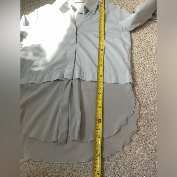 Silvia Tcherassi Grey Blue Silk Blend Button Down Bell Sleeve Top Size 0 - Picture 9 of 11
